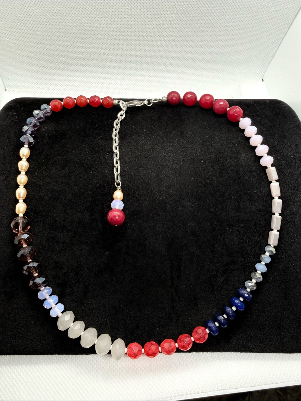New Handmade Freshwater Pearl Stone Glass Beaded Necklace 22”